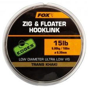 Fox Edges Zig & Floater Hooklink Trans Khaki 100 m-Priemer 0,28 mm / Nosnosť 5,44 kg